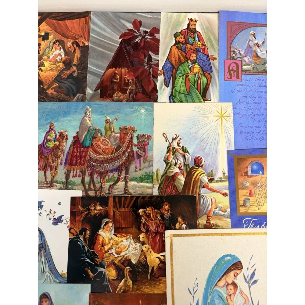 Vintage Christmas Cards Fronts ONLY Nativity Scrapbooking Crafts Lot of 50+